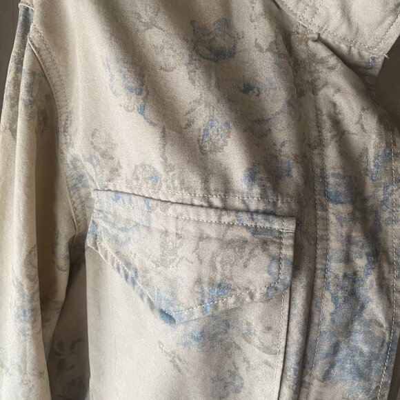 Chaps RL cream blue floral military jacket L 100% cotton safari 90s canvas - Picture 7 of 16